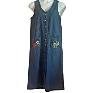 Original TY Wear Sz 12 Maxi Jumper Denim Christmas Embroidery Ugly Sweater Party